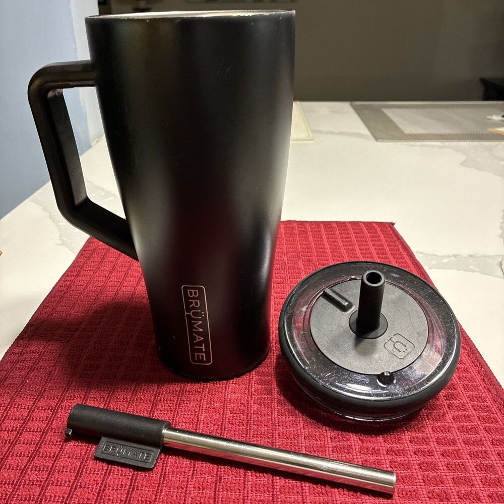 BrüMate Insulated Tumbler Cup Era 30 oz Leakproof Straw Travel Commuter Black